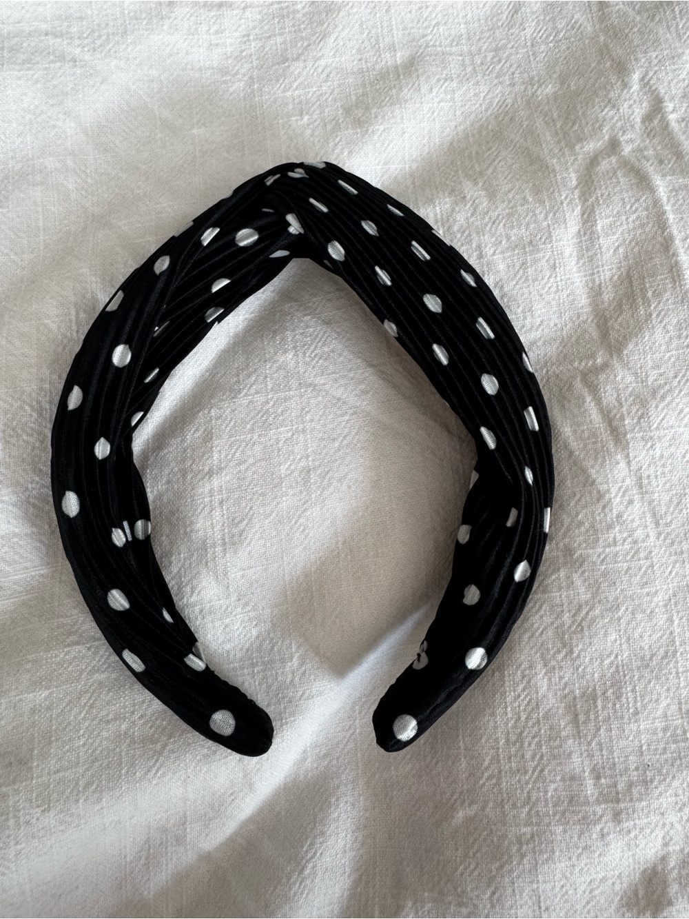 NWOT J. Crew Black Polka Dot Knotted Headband